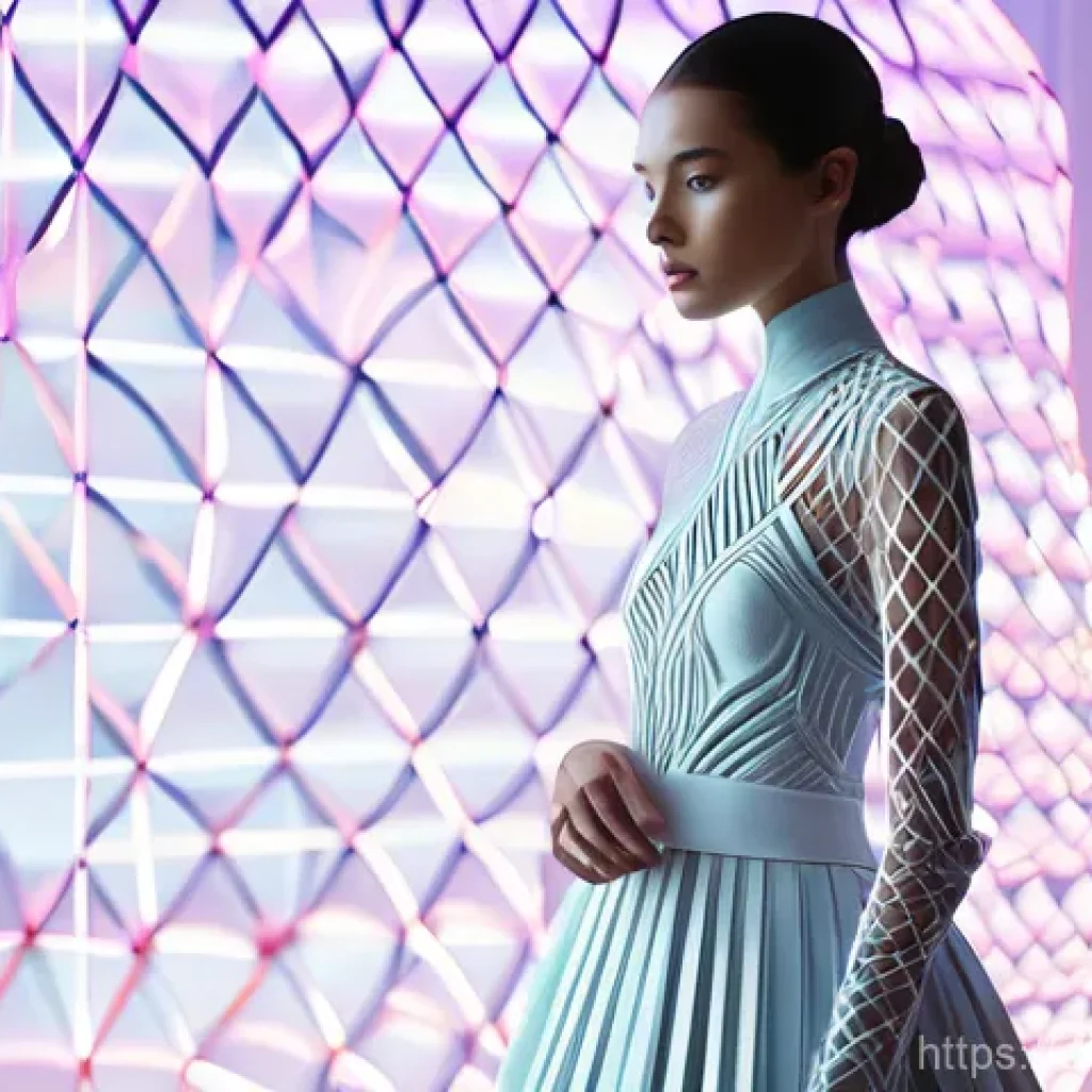 D 프린팅 패션 아이템의 유통 경로 분석 - The Digital Weaver: Intricate Geometries & Flowing Form**

*   **Prompt:** A diverse female model, e...