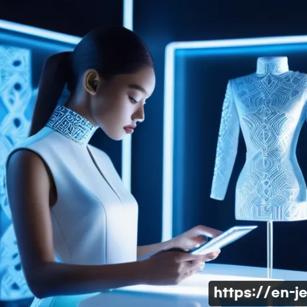 D 프린팅 패션의 법적 문제 - A futuristic fashion designer’s studio showcasing 3D printed garments displayed on mannequins, each ...