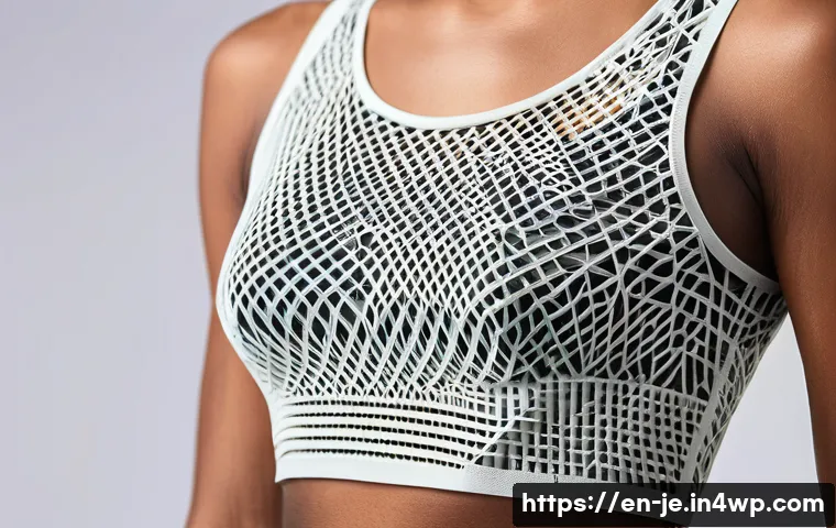 3D 프린팅 의상 유지 관리 방법 - A close-up shot of a flexible 3D printed garment made from TPU filament, showcasing its rubbery elas...