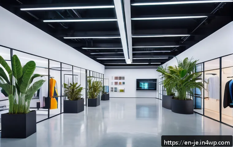 D 프린팅 패션 아이템의 유통 전략 - A futuristic fashion studio showcasing a diverse group of designers collaborating with technologists...